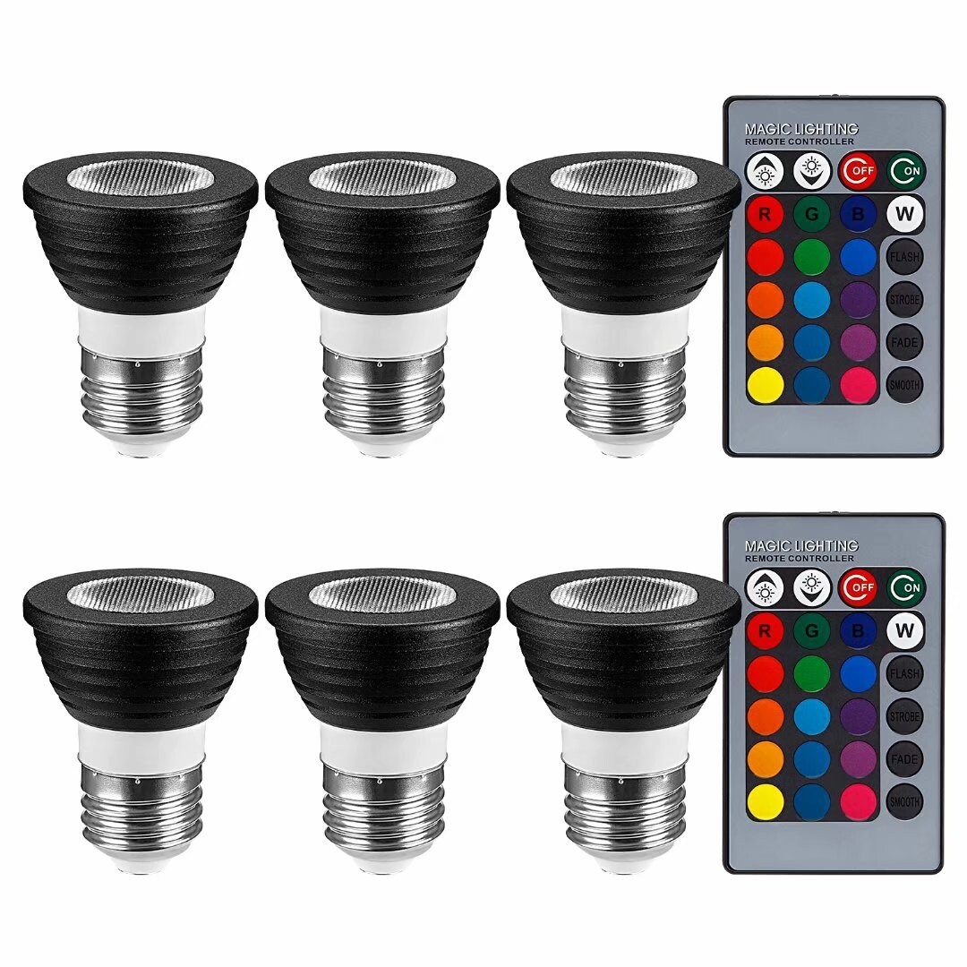 3w Rgb E26 Led Bulbs Black Pack Of 6 400 Lm On Sale Overstock
