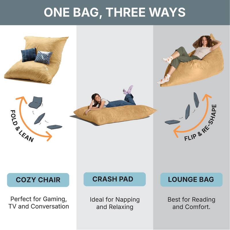 Jaxx 5.5' Microsuede Bean Bag Floor Pillow and Lounger