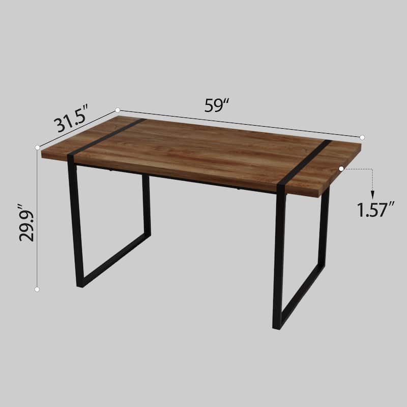 5-Piece Dining Table Set with Table and Ergonomic Chairs, Anti-Slip Foot Mats, Waterproof Tabletop, C-Shaped Chair Base