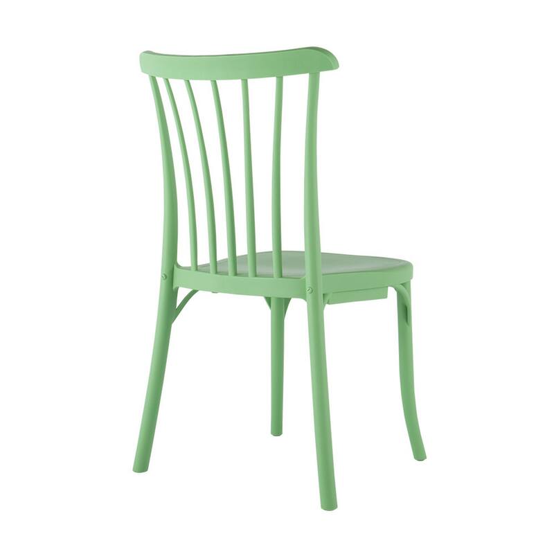 HomeRoots Set of Two Green Heavy Duty Plastic Outdoor Stacking Dining Chairs