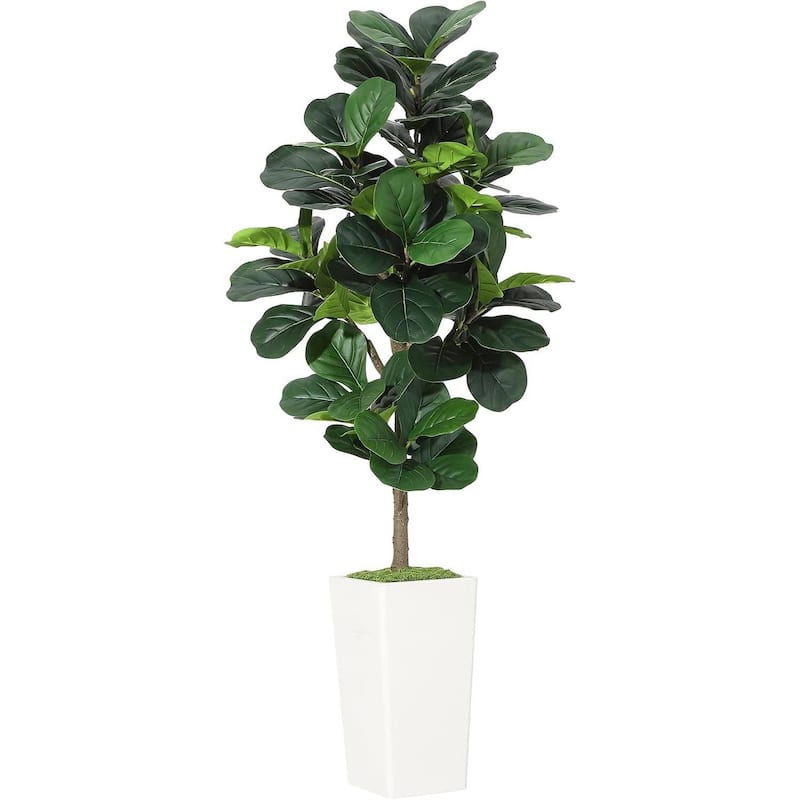 Artificial Fiddle Leaf Fig Tree, Realistic Fake Plant with Pots - 6 FT
