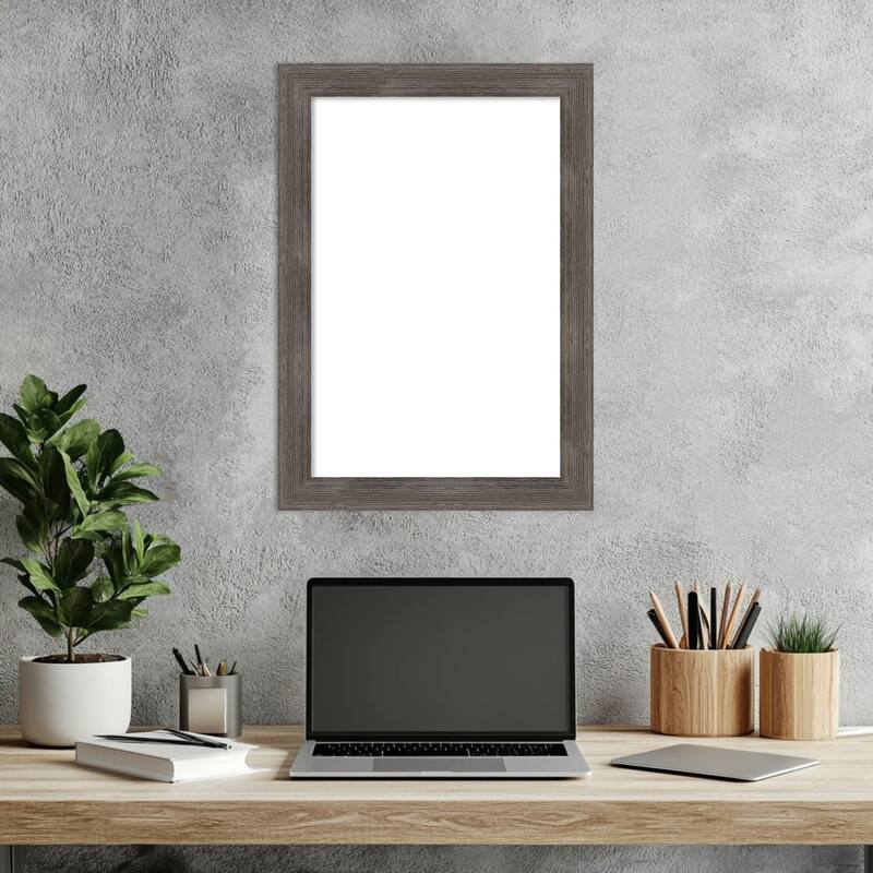 Amanti Art Pinstripe Lead Grey Framed Dry Erase Magnetic Board
