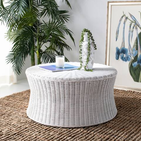 SAFAVIEH Ruxton White Wicker Coffee Table