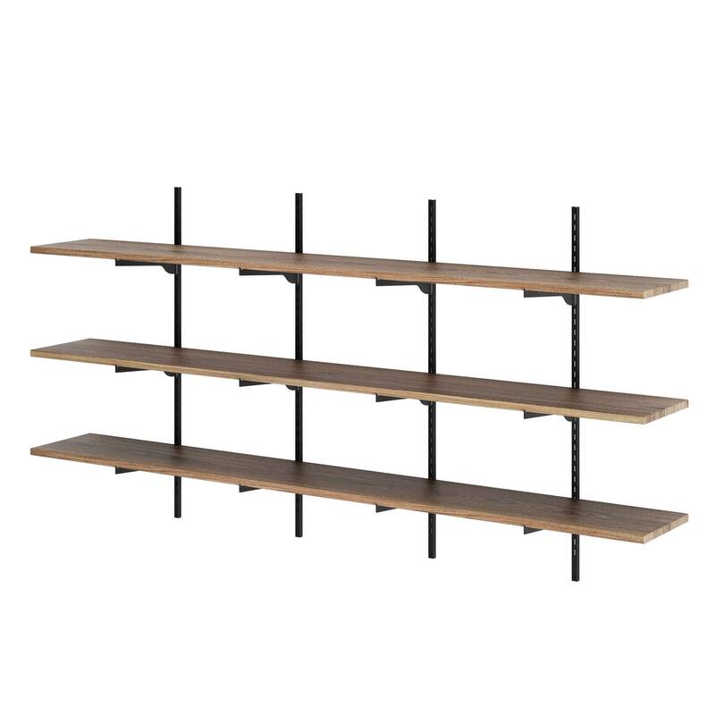 Wallniture Turin 72" Wall Mounted Shelves with Adjustable Brackets, Floating Shelves for Living Room & Office Decor, 2,3,4 Tier
