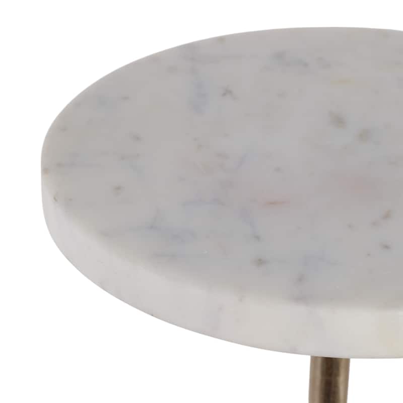 Metal Base Marble Top Modern Glam Accent Table Round Silhouette