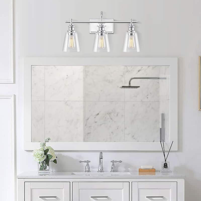 KAWOTI 3 Light Bathroom Vanity Light with Glass Shades