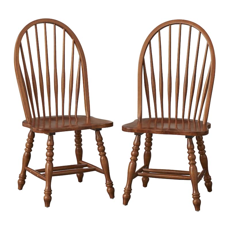 Lifestorey Kingsley Oversized Solid Wood Windsor Dining Chair - Set of 2 - Medium Oak