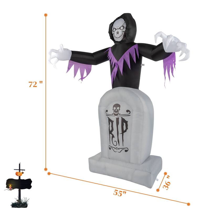 8 Feet Garden 3Pack LED String Lights Grim Reaper and Grave Inflatable Halloween Decoration