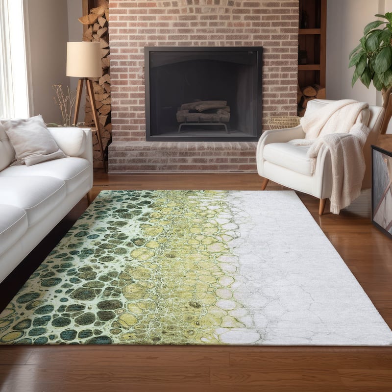 Machine Washable Indoor/ Outdoor Chantille Abstract Cobblestone Rug