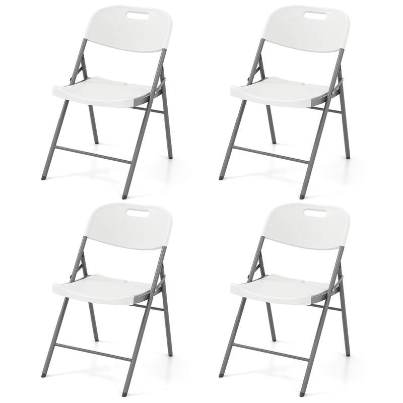 Costway Folding Chairs Set of 4/8/12 HDPE Plastic Chairs with Metal