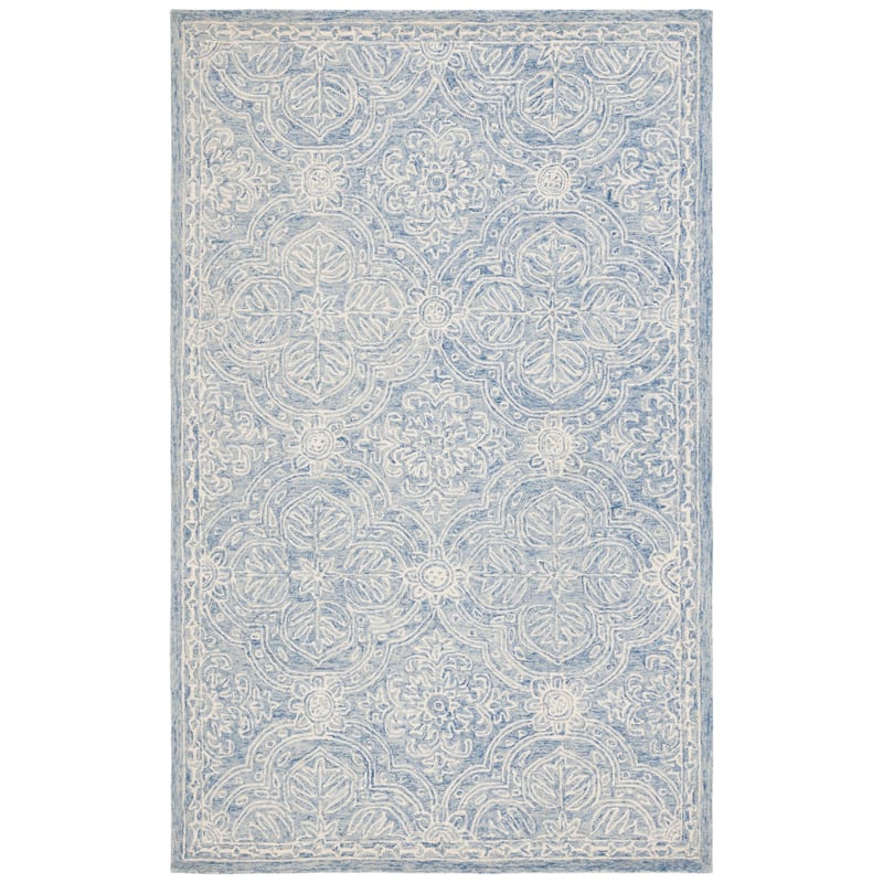 Lauren Ralph Lauren Handmade Etienne French Country Geometric Wool Rug - 2'3" x 4' - Blue/Ivory