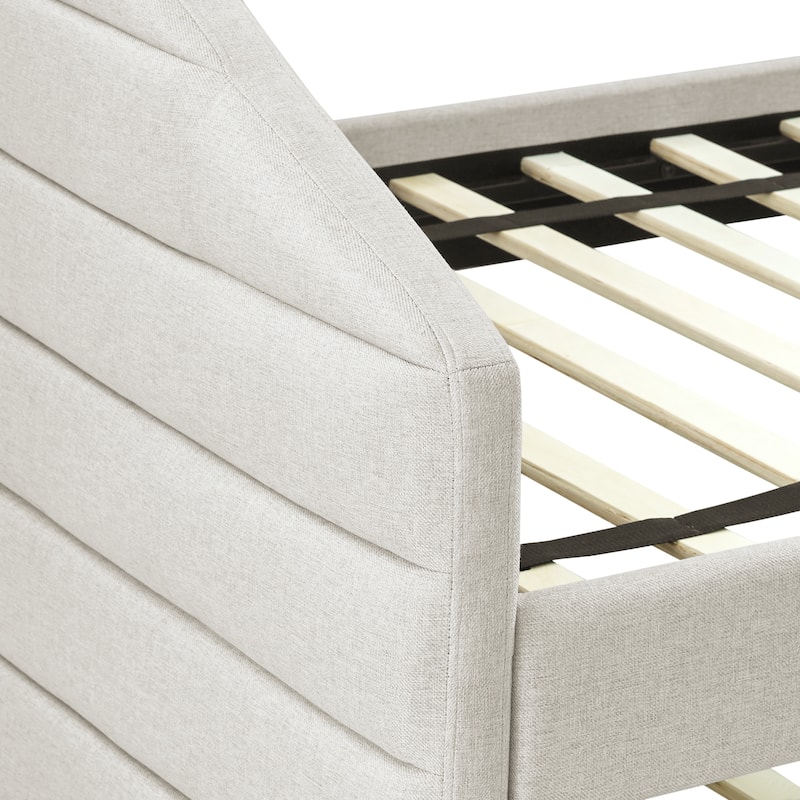 Twin Linen Tufted Daybed with Trundle