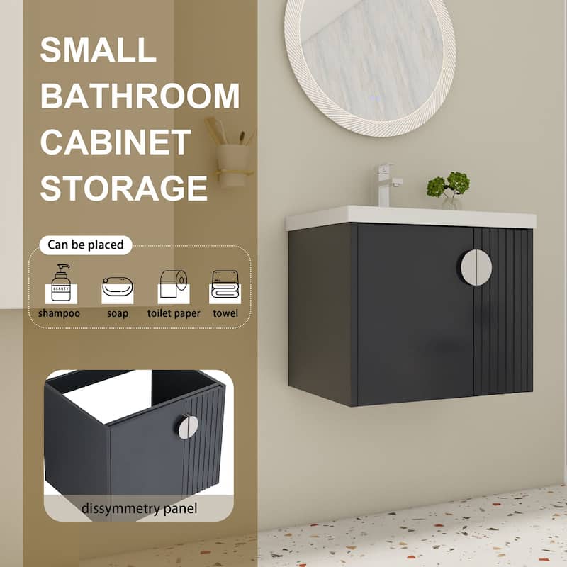 24 inch Wall Mounted Bathroom Vanity Set with Integrated Ceramic Sink