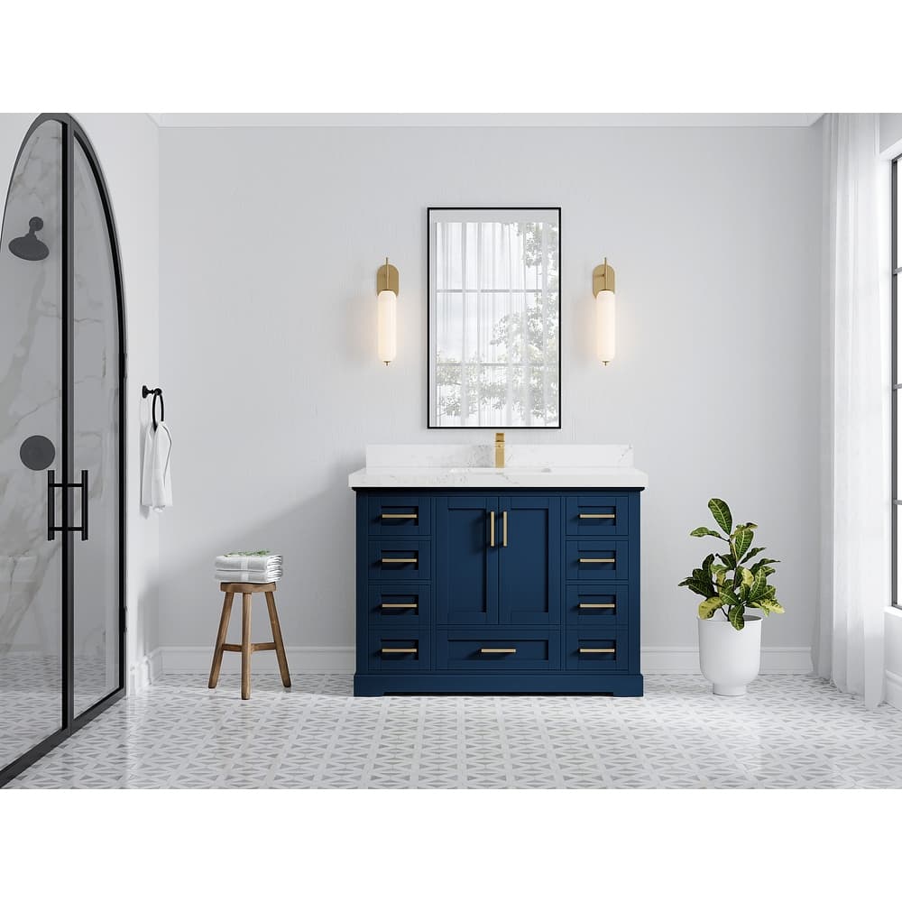 Willow Collection 48 in W x 22 in D x 36 in H Boston Single Bowl Sink Bathroom Vanity with Countertop