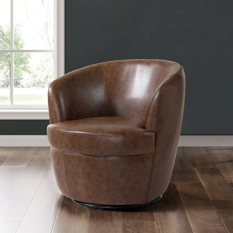 PU Leather Swivel Accent Chair Barrel Chair