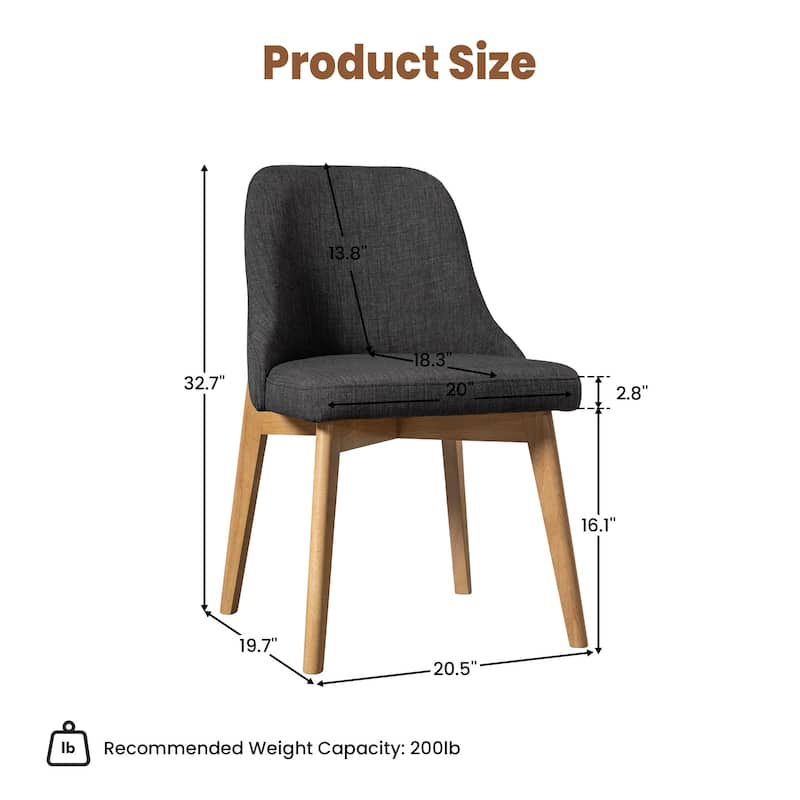 Upholstered Side Chair Dining Chairs Kitchen Chairs with Wood Legs Set of 2