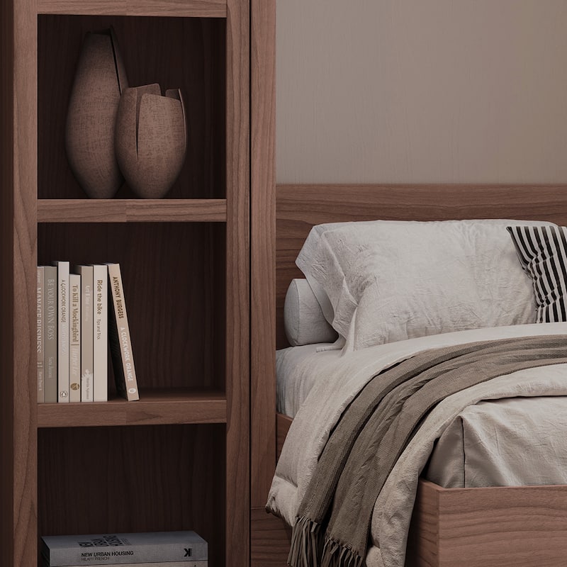 Easy-Lift Full Murphy Wall Bed with Two Bookshelves
