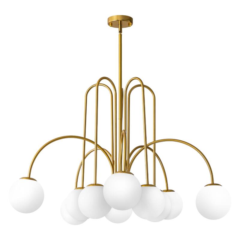 6/ 10-Light Modern Glam Sputnik Cluster Frosted Glass Globe Bubble Chandelier for Dining Room over Table