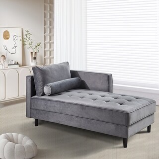 64" Velvet Lounge Chaise Accent Chair Button Tufted Chaise Lounges ...