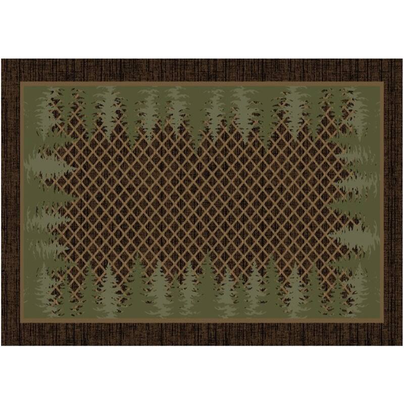 Cozy Cabin Pine Tree Trellis Accent Rug