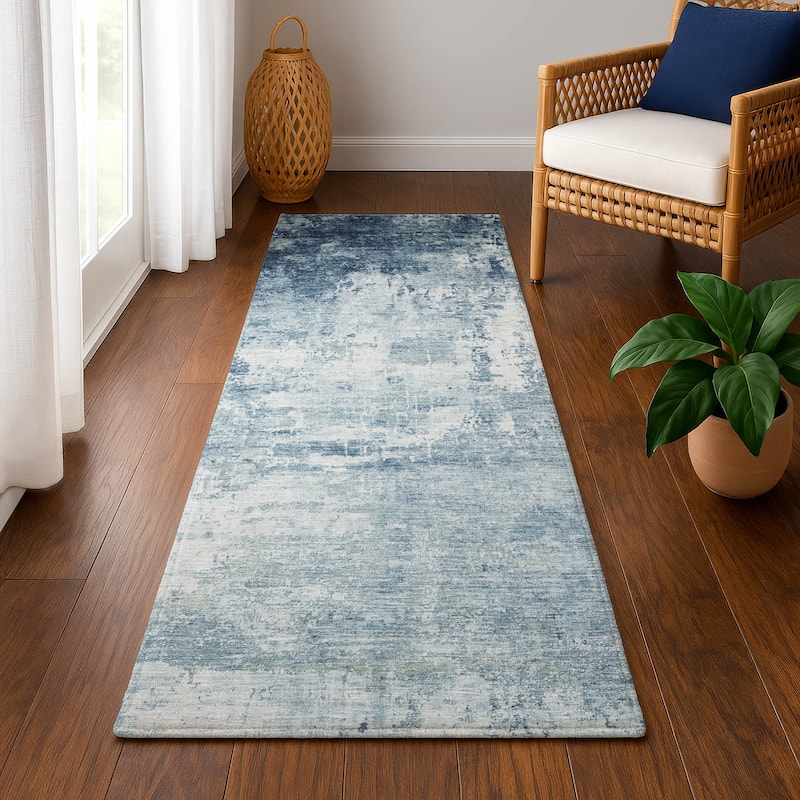Premium Washable Super Soft Abstract Glam Mayfield Rug - Blue - 2'3" x 7'6"