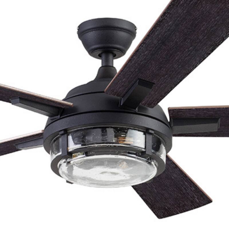 52" Prominence Home Freyr Textured Black Indoor/Outdoor LED Ceiling Fan with Light, Remote Control - 52