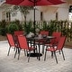 preview thumbnail 18 of 24, Commercial 7 Pc Outdoor Patio Dining Set with Glass Table and 6 Chairs
