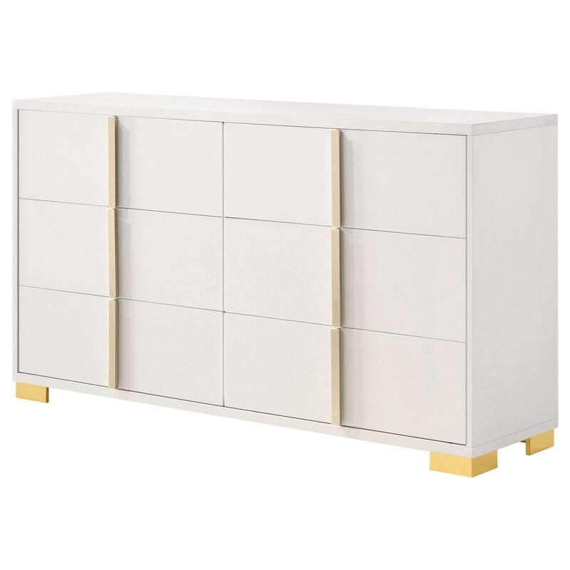 6-Drawer White Dresser with Sleek Contemporary Style, Spacious Storage, and Smooth Glide Drawer Functionality