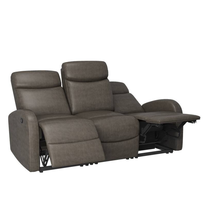 Strick & Bolton 3 Seat Distressed Faux Leather Reclining Loveseat
