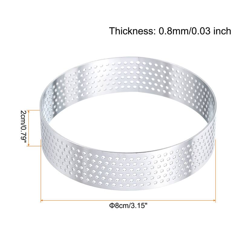 6Pcs Stainless Steel Cake Rings Round Perforated Baking Dessert Cake Ring - 3.1"