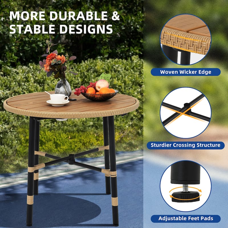 Moasis 5-piece Rattan Outdoor Patio Dining Set, Wicker Dining Chairs Table with Umbrella Hole