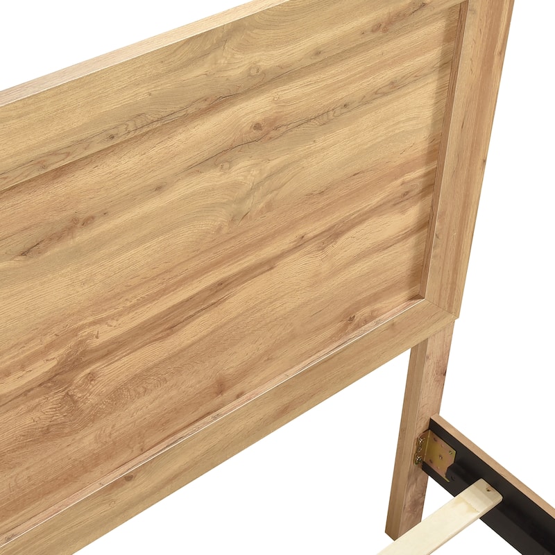 Rustic Natural Finish Eastern King Bed Frame - Headboard, Footboard & Rails Included, Easy Assembly, Scratch-Resistant