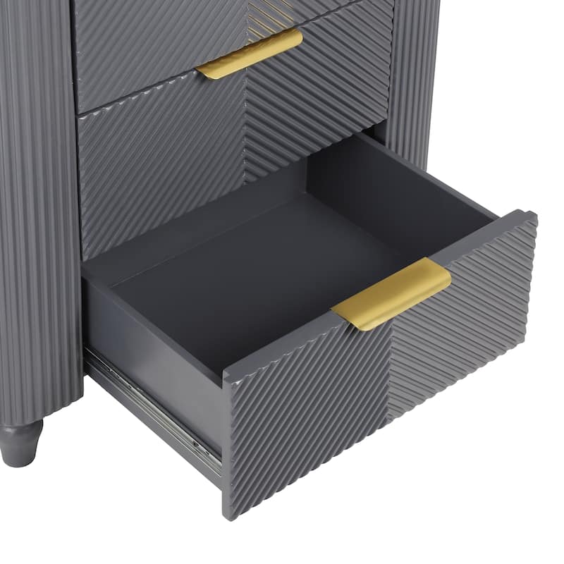 Dark Gray Bedside Table End Table Side Table with 3 Drawers, Storage Cabinet Corner Table Lamp Table