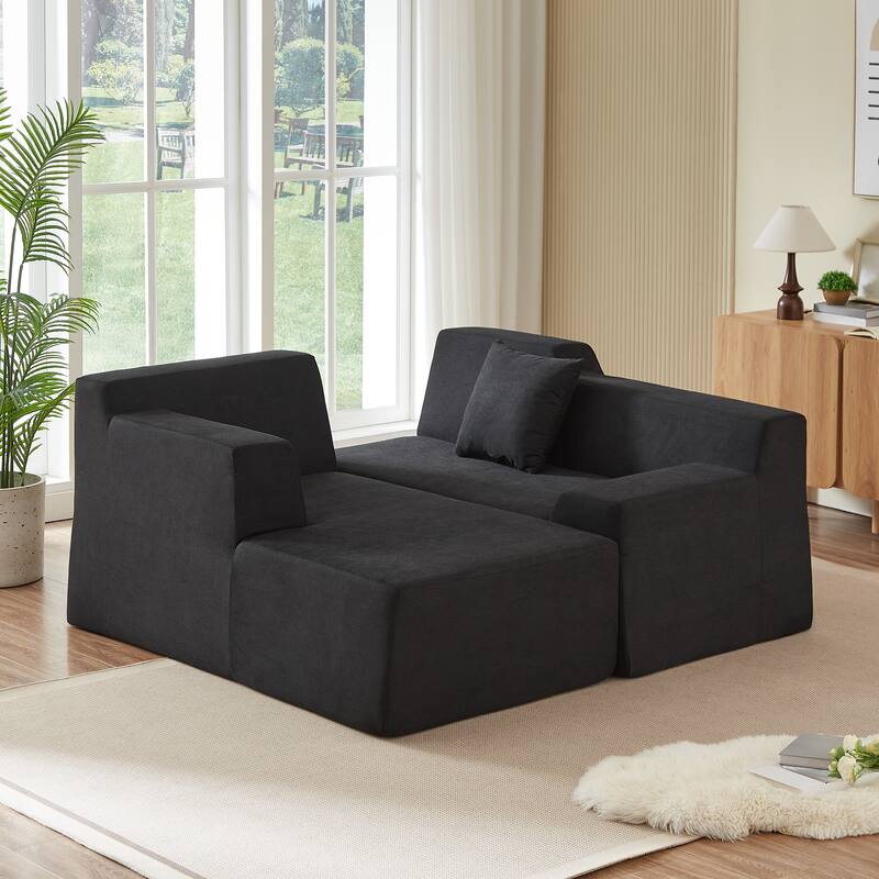 Modern L-Shaped Corduroy High Back Sofa, Left-Hand Facing (LHF)