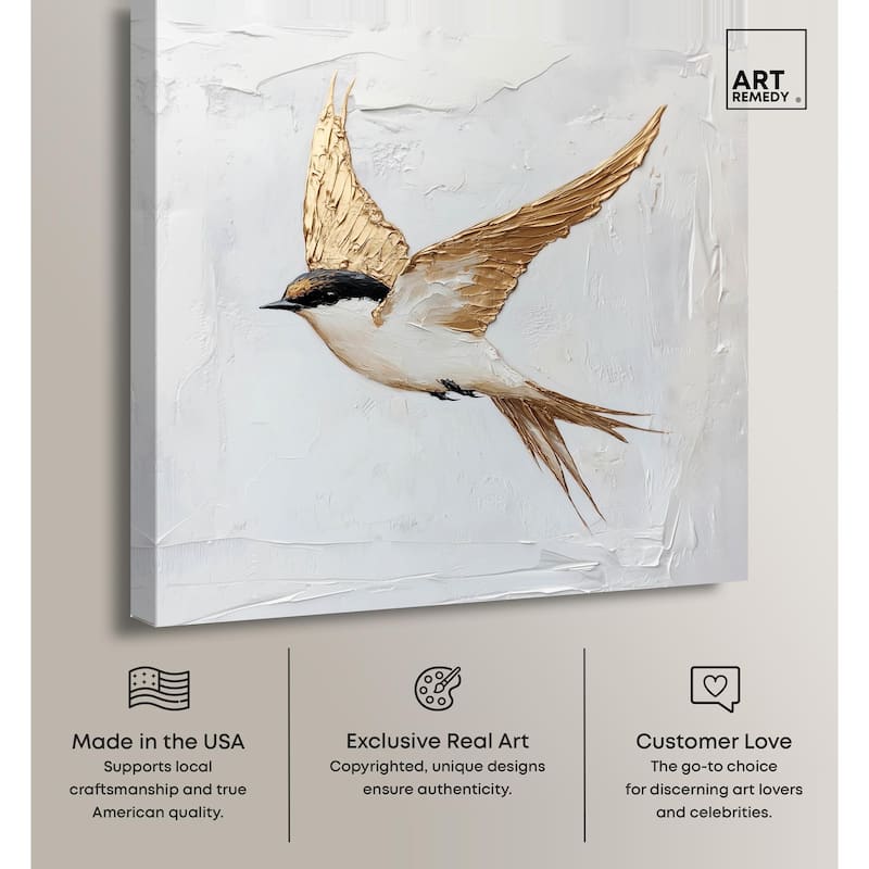 Simple Golden Swallow Canvas by Art Remedy, Gallery Wrapped