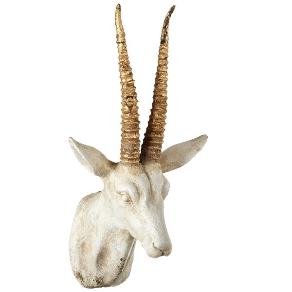 Shop 15" White with Gold Antique Style Distressed Antlers ...