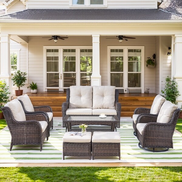 Rattan swivel chair and ottoman 2025