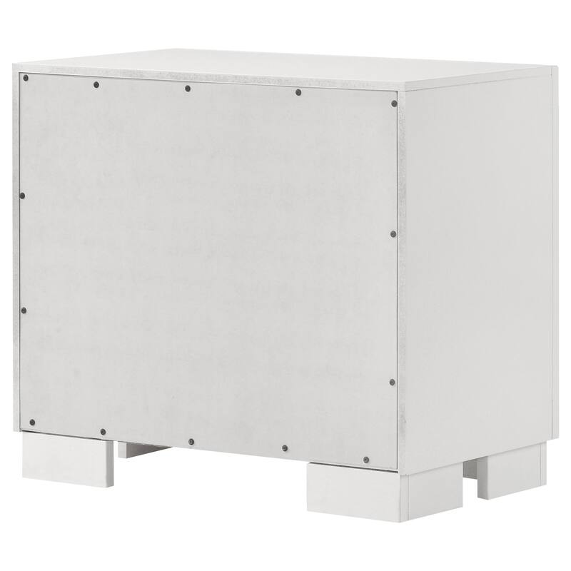 Copper White 2-Drawer Rectangular Nightstand With Bar Handle Pulls