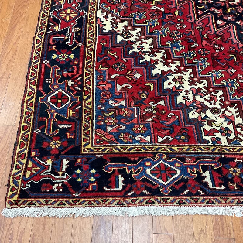HERAT ORIENTAL Handmade 1960s Antique Heriz Wool Rug - 7'8" x 11'