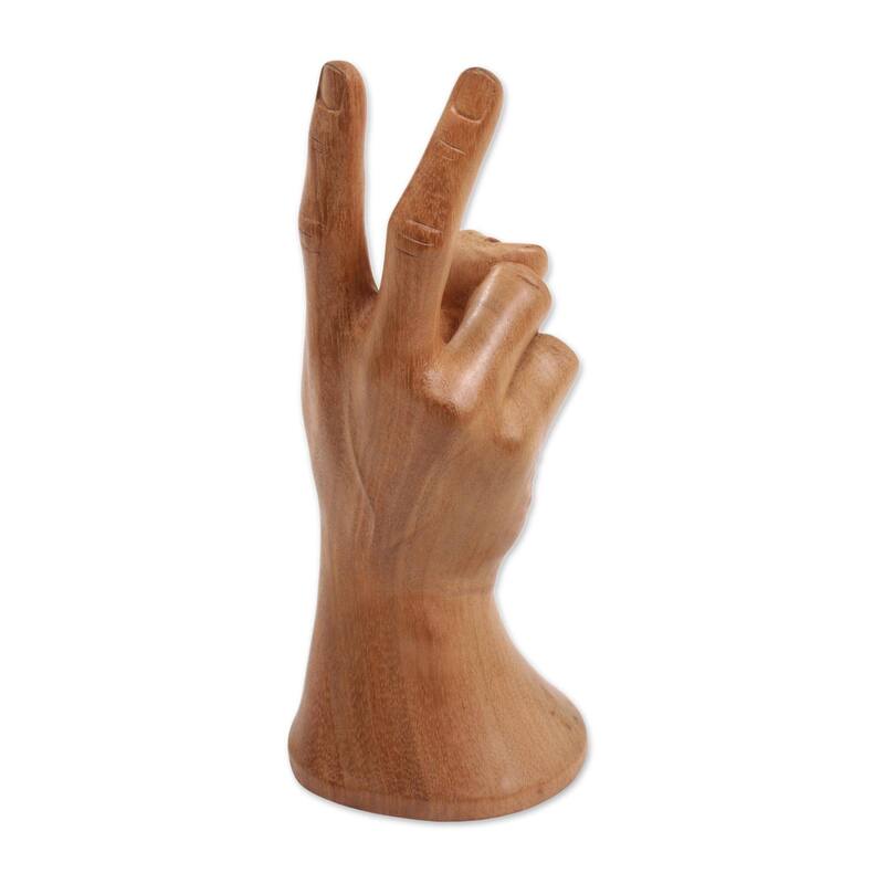Wood sculpture, 'Peace, Man'