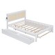 preview thumbnail 6 of 58, Versatile Pull-Out Bed,Full Size Elegant Bed Frame with Rattan Headboard and Sockets