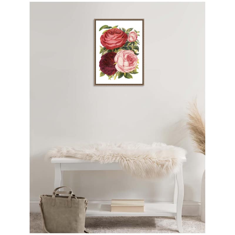 Kate and Laurel Sylvie Victorian Flowers Framed Canvas by The Creative Bunch Studio