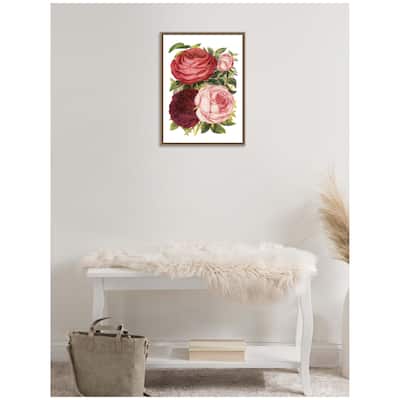 Kate and Laurel Sylvie Victorian Flowers Framed Canvas by The Creative Bunch Studio