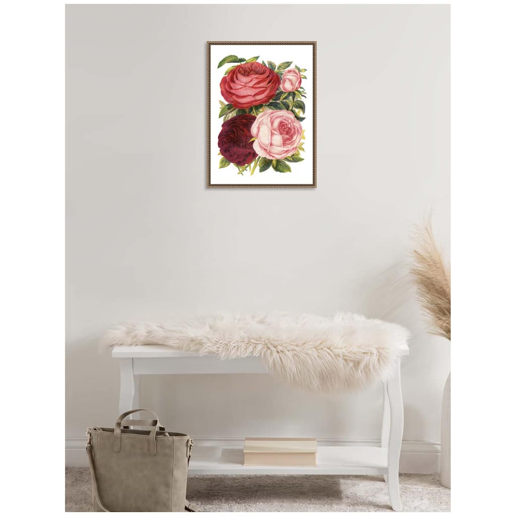 Kate and Laurel Sylvie Victorian Flowers Framed Canvas by The Creative Bunch Studio
