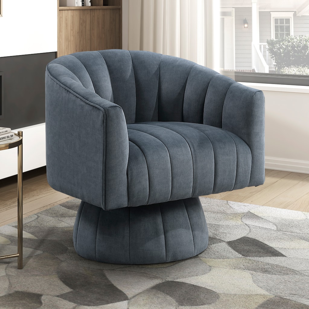 Briar 27.5" Velvet Swivel Chair - 360-Degree Metal Swivel Base