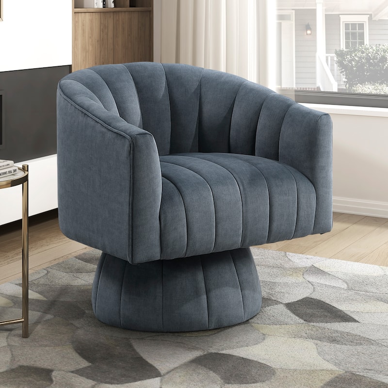 Briar 27.5" Velvet Swivel Chair - 360-Degree Metal Swivel Base