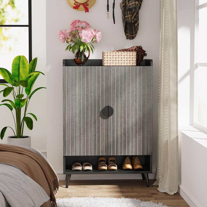 Shoe Cabinet with Doors, 7-Tier Shoe Storage Cabinet for Entryway