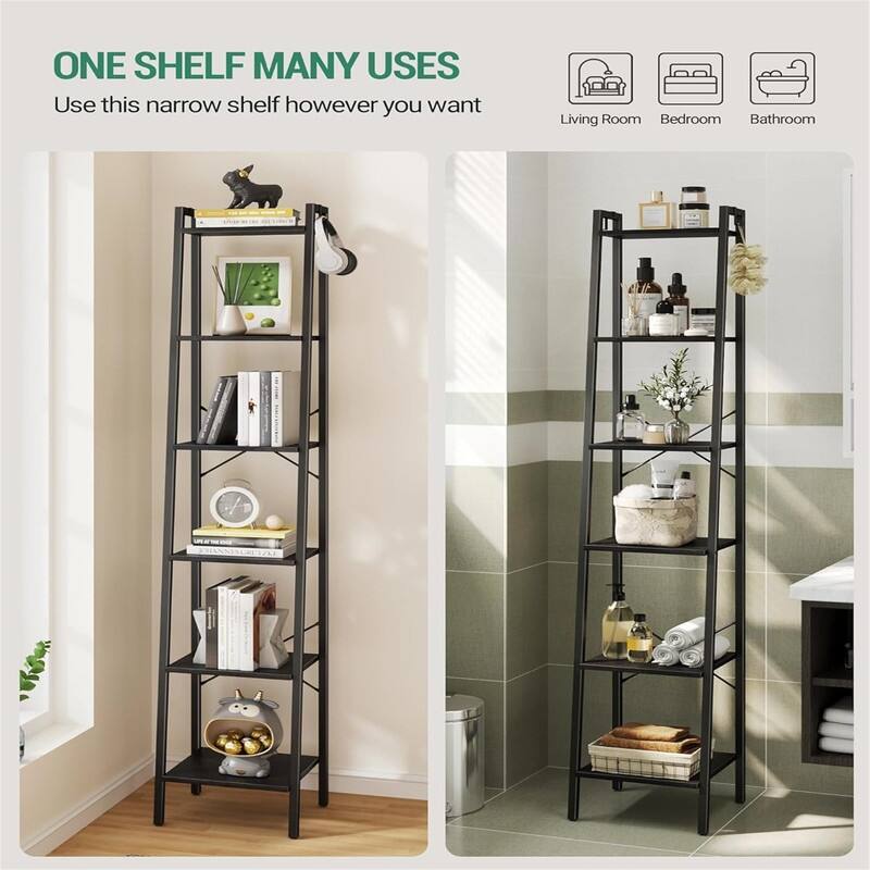 Freestanding Corner Storage Shelve with 6 Tier - 9.45"D x 15.35"W x 72.83"H
