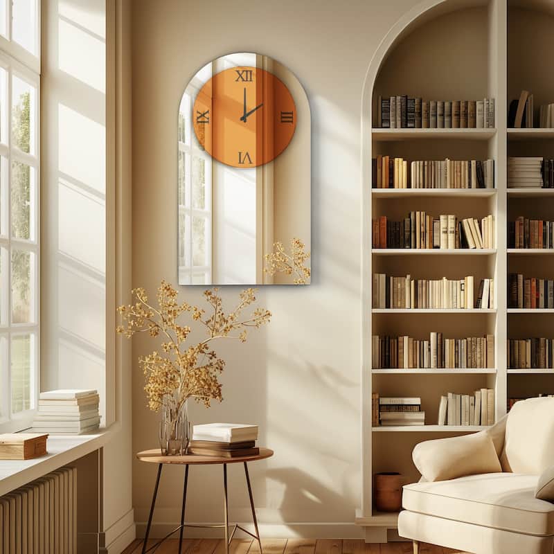 Arch Wall Mounted Vanity Mirror with Clock Silent - 20" W x 36" H