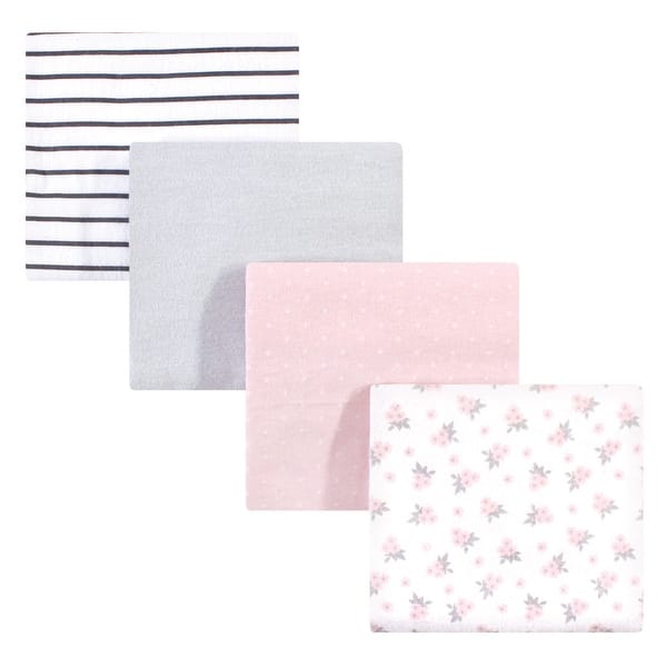 slide 1 of 1, Hudson Baby Infant Girl Cotton Flannel Receiving Blankets, Gray Pink Floral, One Size - Gray Pink Floral - One Size One Size - Gray Pink Floral
